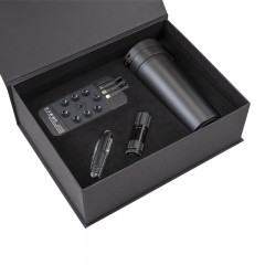 5067 Siyah - Siyah Mug Çakı & Fener & Powerbank & Termos Set