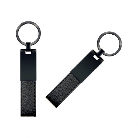 2407 Siyah Çift Taraflı Metal Suni̇ Deri̇ Anahtarlık
