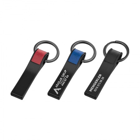 2396 Siyah Çift Taraflı Metal Suni̇ Deri̇ Anahtarlık