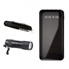 850 Siyah Powerbank & Çakı & Elfeneri Set