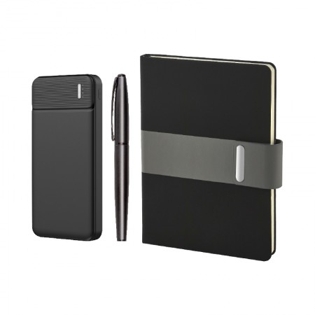 5070 Siyah Defter & Kalem & Powerbank Set
