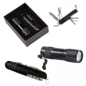 5041 Siyah 7 Fonksiyonlu Çakı - Led Elfenerli Set