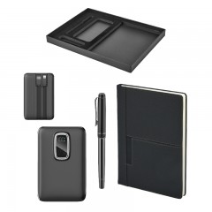 5076 Siyah Kalem & Defter & Powerbank Set