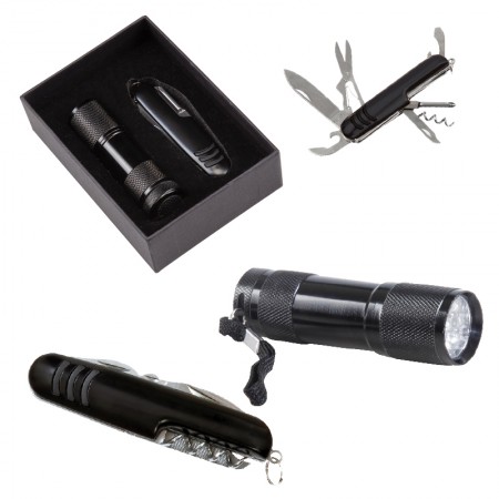 5041 Siyah 7 Fonksiyonlu Çakı - Led Elfenerli Set