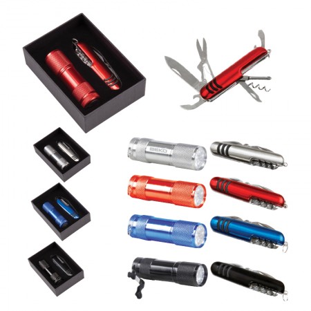 5041 Mavi 7 Fonksiyonlu Çakı - Led Elfenerli Set