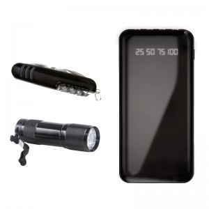 850 Siyah Powerbank & Çakı & Elfeneri Set
