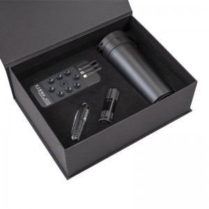 5067 Siyah - Siyah Mug Çakı & Fener & Powerbank & Termos Set