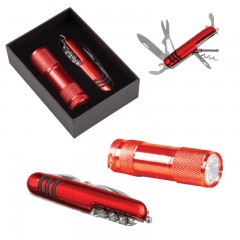 5041 Kırmızı 7 Fonksiyonlu Çakı - Led Elfenerli Set