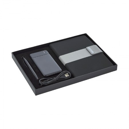 5070 Siyah Defter & Kalem & Powerbank Set