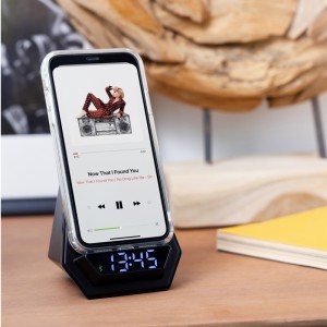 4240 Siyah Wireless Şarj & Hoparlör & Dijital Saat