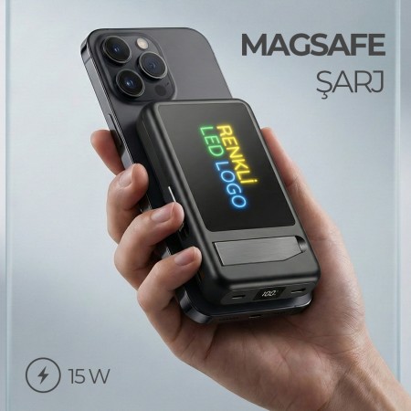 Renkli Işıklı Logo Magsafe 10000 mAh