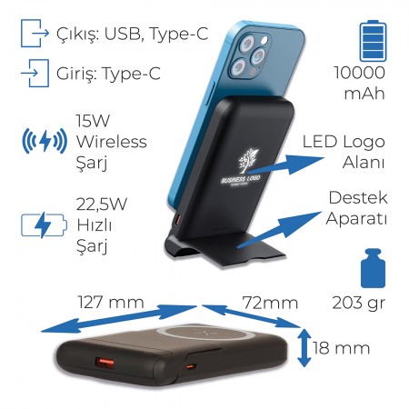Işıklı Logo Magsafe 10000 mAh
