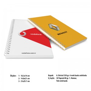 BK-03-2129 Yandan Spiralli Yandan Spiralli Karton Defter