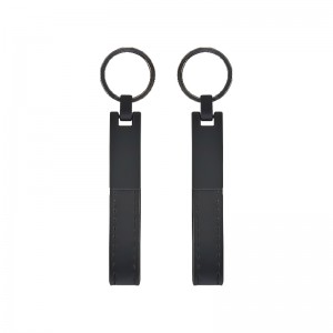 2412 Siyah Çift Taraflı Metal Suni̇ Deri̇ Anahtarlık