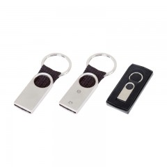 222 Krom-Siyah Tek Taraflı Metal Suni̇ Deri̇ Anahtarlık