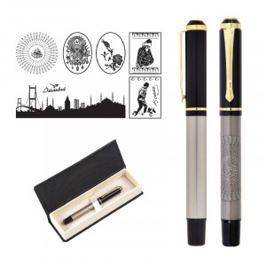 661-KR Atatürk Kabartma Figürlü Metal Roller Kalem Seti 661-KR Atatürk Kabartma Figürlü Metal Roller Kalem Seti
