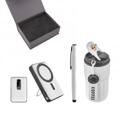 5081 Beyaz Kalem & Powerbank & Termos Set 5081 Beyaz Kalem & Powerbank & Termos Set