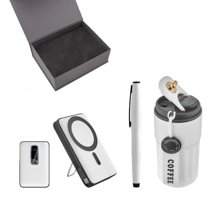 5081 Beyaz Kalem & Powerbank & Termos Set 5081 Beyaz Kalem & Powerbank & Termos Set