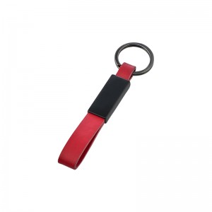 2397 Kırmızı Çift Taraflı Metal Suni̇ Deri̇ Anahtarlık