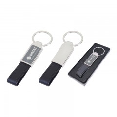 2223 Krom-Siyah Tek Taraflı Metal Suni̇ Deri̇ Anahtarlık