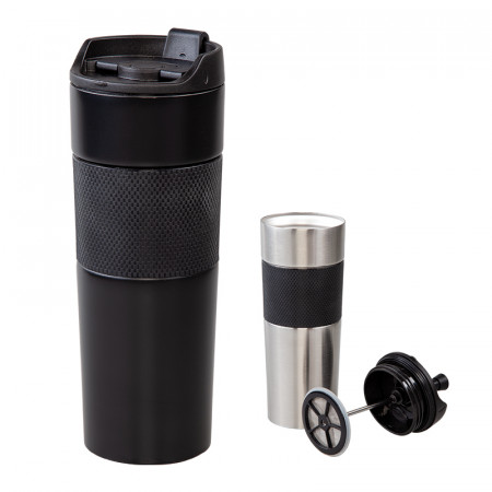 5312 Siyah  French Press Çelik Termos / 450 ml 5312 Siyah  French Press Çelik Termos / 450 ml