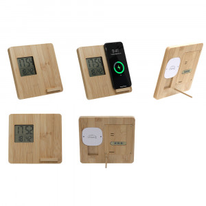 Masaüstü Bambu Saat Wireless Mobil Şarj Cihazı Masaüstü Bambu Saat Wireless Mobil Şarj Cihazı
