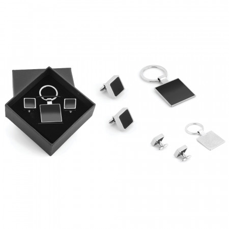 Kutulu Metal Anahtarlık Kol Düğmeli Set Kutulu Metal Anahtarlık Kol Düğmeli Set