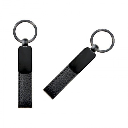 2409 Siyah Çift Taraflı Metal Suni̇ Deri̇ Anahtarlık