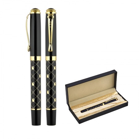 656-KR Siyah-Gold Metal Roller Kalem Seti