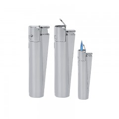 MJ-100 Saten-Silver Clipper Metal Turbo Si̇boplu Çakmak