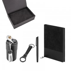 5079 Siyah Kalem & Defter & Anahtarlık & Termos Set